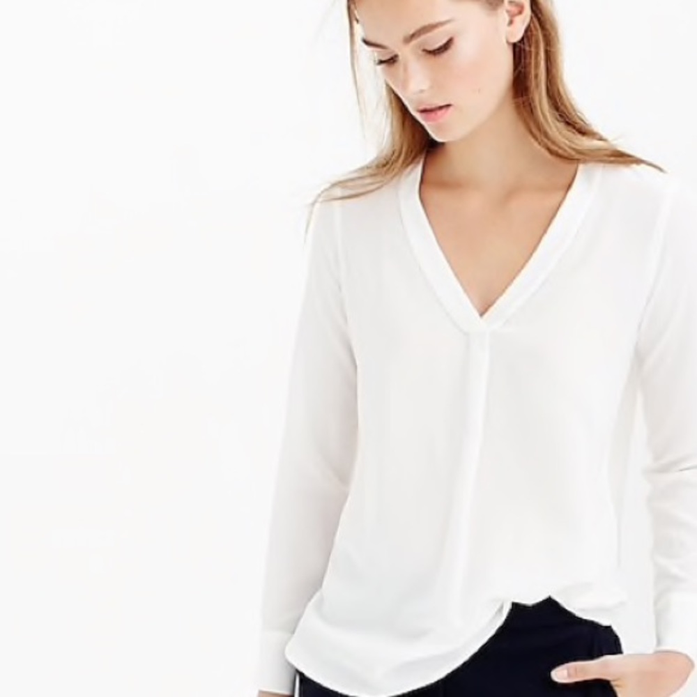 Jcrew silk drapey v-neck blouse in ivory